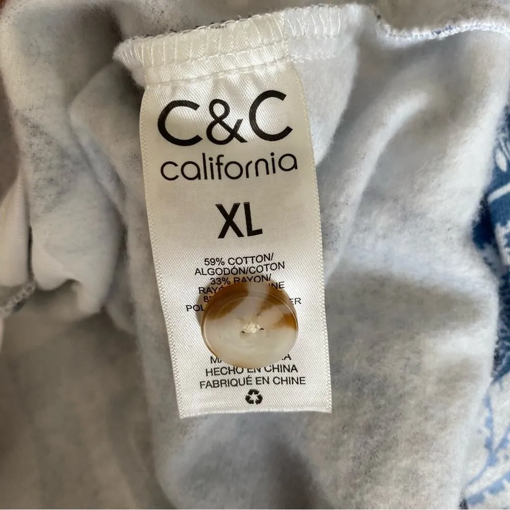 C&c California Remi Fleece Shacket Shirt Jacket Indigo Blue Patchwork XL NWOT - Image 9