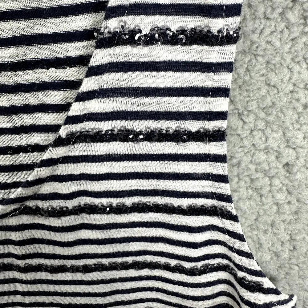 J.Crew‎ Tank Top Womens Small Blue Striped Sequin Nautical Preppy Twee Vtg Y2K - Image 4