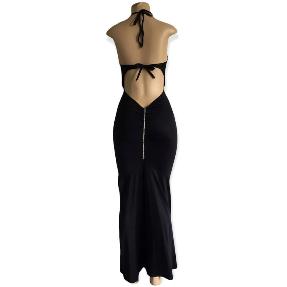 🔃Luxury Sexy Exotic Glamorous Black Evening Dress Gown - Image 2