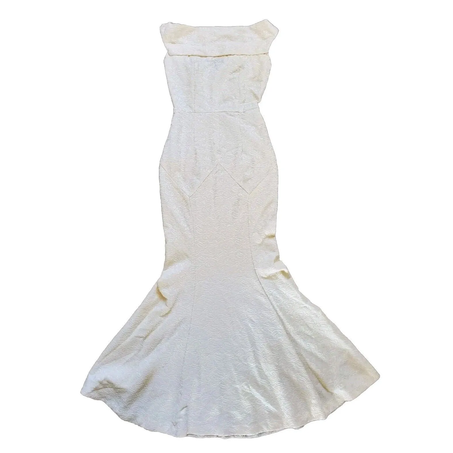 Muxxn Wedding Dress Women Small Fit Flare Cream White Boat Neck Mermaid Prom Size undefined - Image 2