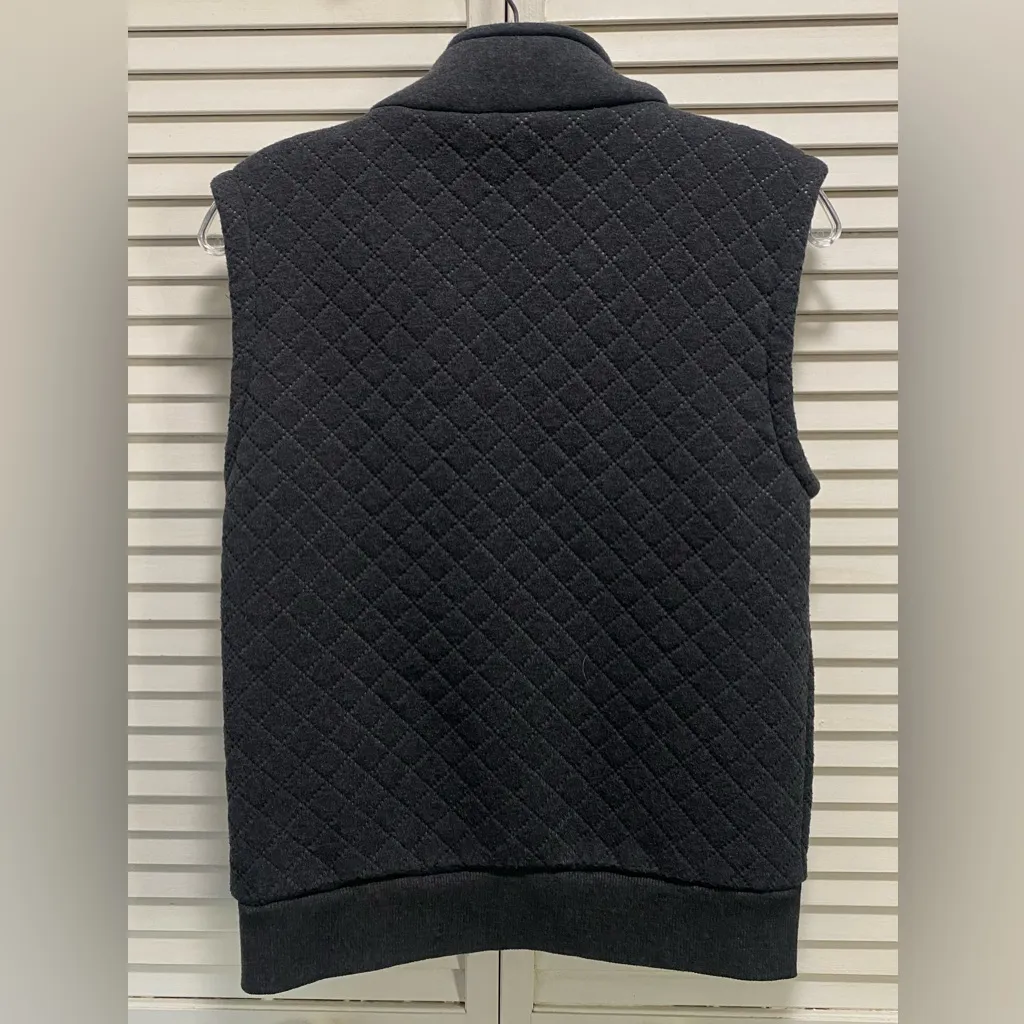U.S. Polo Assn Dark Gray Quilted Vest Snap/Zip Up Collar Sherpa Size 8 Logo‎ - Image 6