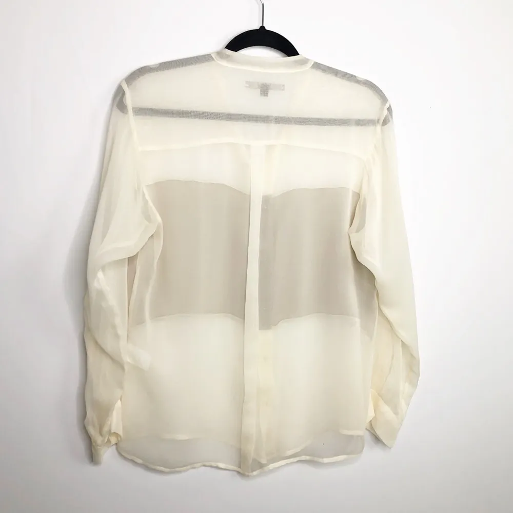 NAVEN sheer button down color block silk blouse - Image 5