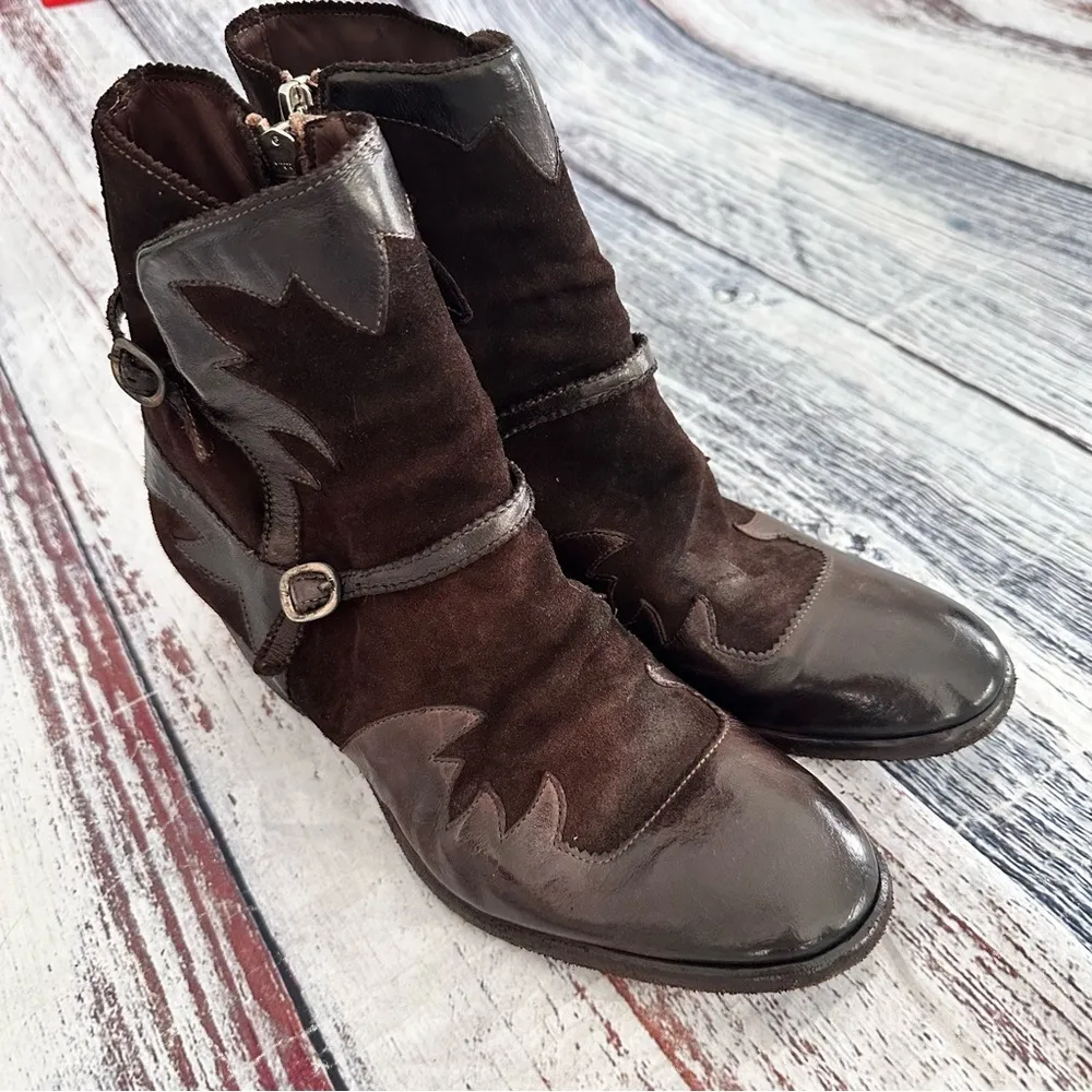 I.N.K. Shoes Vintage Brown Leather and Suede Western Style Booties​ Size 7.5 - Image 2
