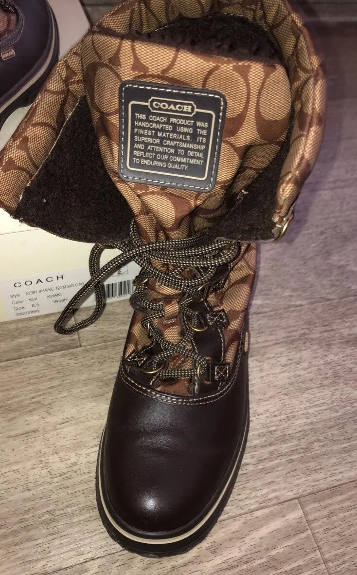 Coach Brown Leather Winter Boots - Image 4