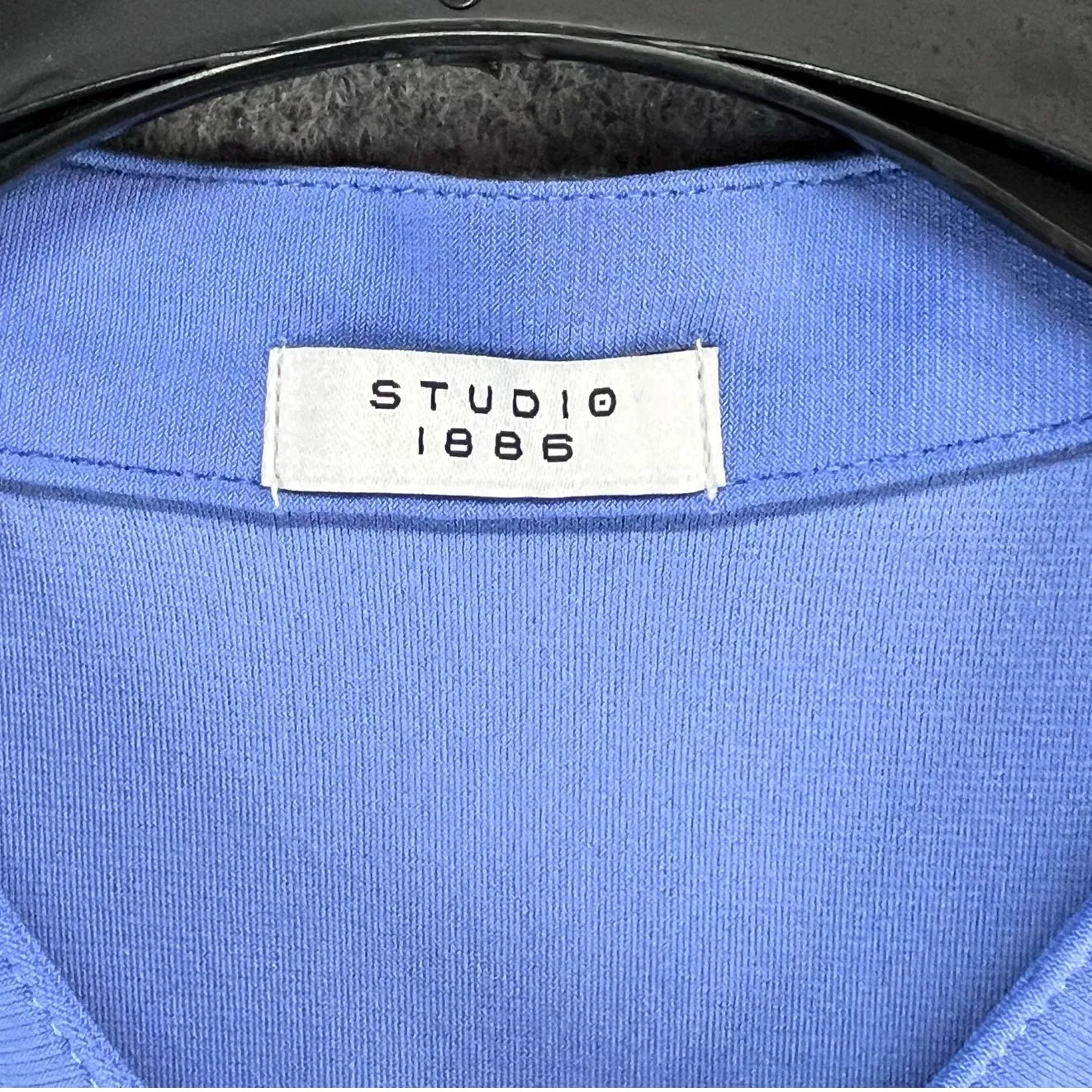 Studio 1886 Asymmetrical Top Womens S Blue Polka Dot Mesh Sleeves Button Modern - Image 11