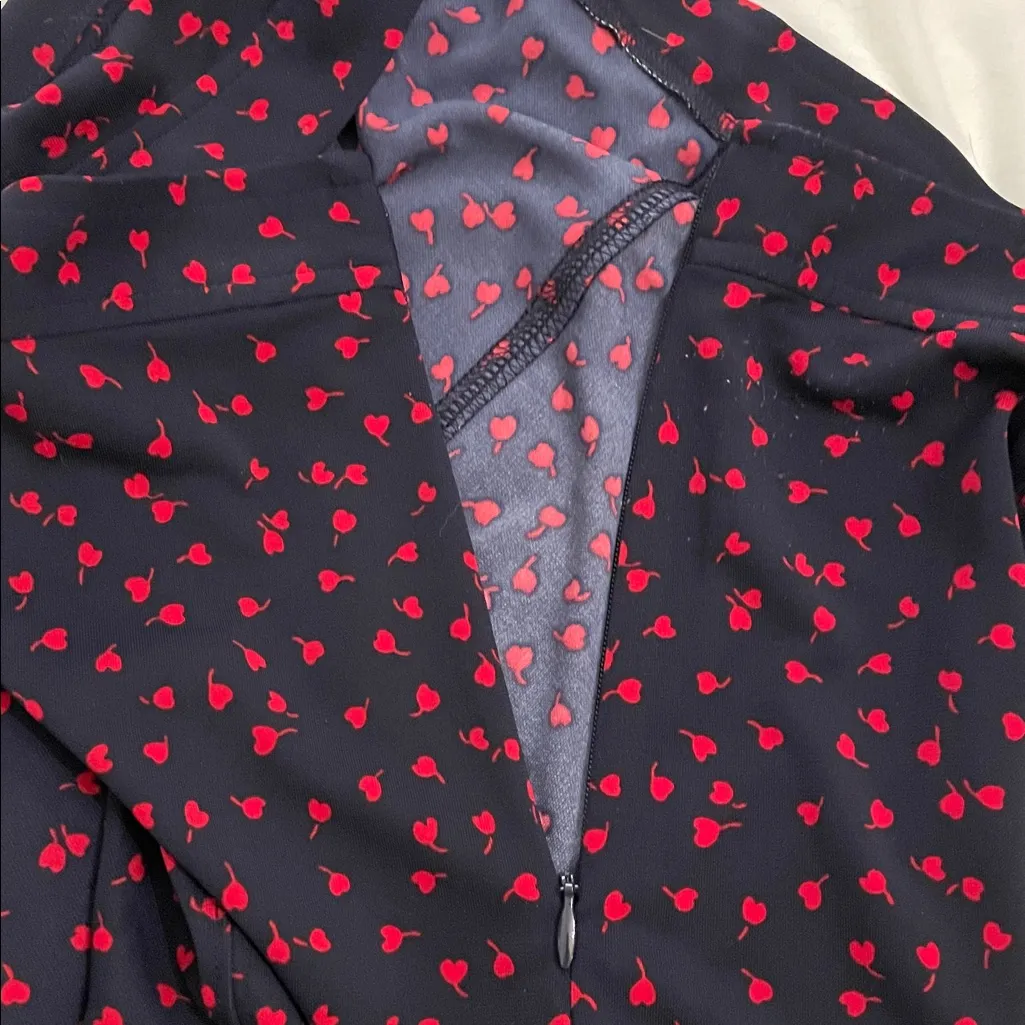 Talbots Blue or Black Cherry Heart Skirt Womens Size 10 Novelty Print Preppy - Image 7