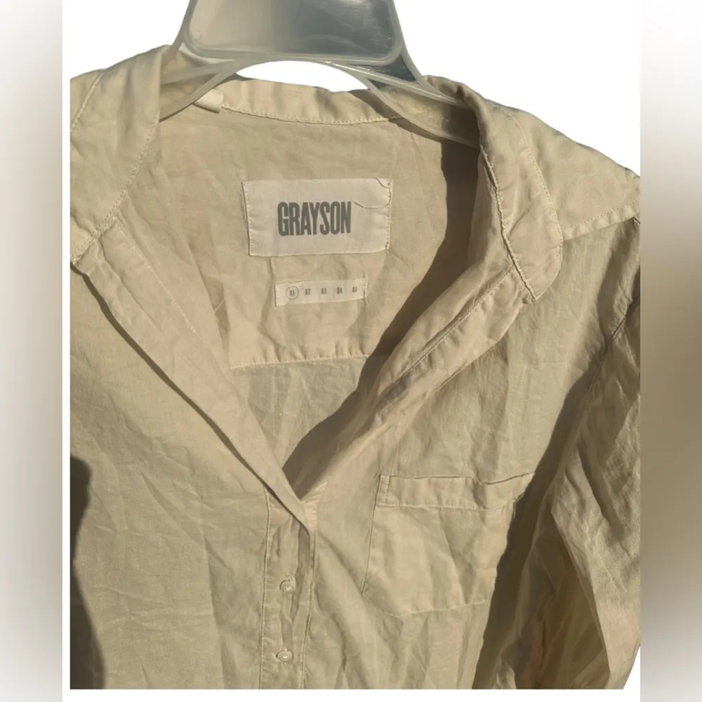 Grayson Frank & Eileen Women’s Almond / Beige Cotton Button Shirt Dress Sz 1 XS - Image 5