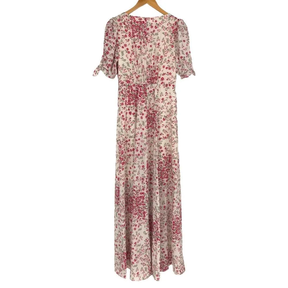 Gal Meets Glam Collection Brigitte Floral Tie Cuff Print Maxi Dress size 2 - Image 10