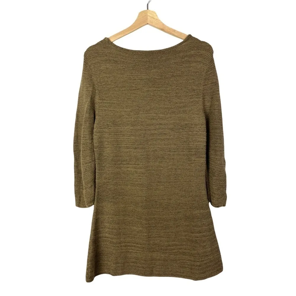 Peruvian Connection Brown Pima Cotton Long Sleeve Shift Dress M - Image 2