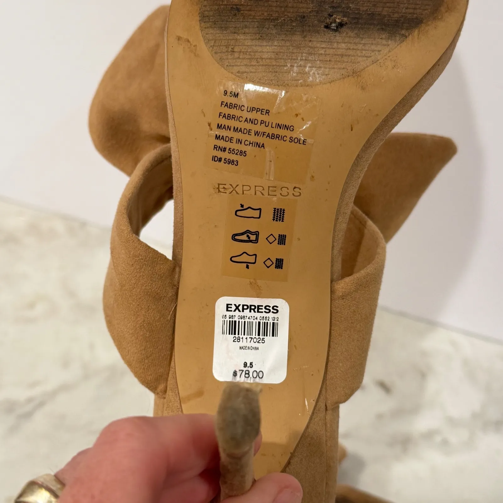 Express Womens Heels Mules Slides Stiletto Bow Sandal‎ Size 9.5 Beige wedding - Image 6