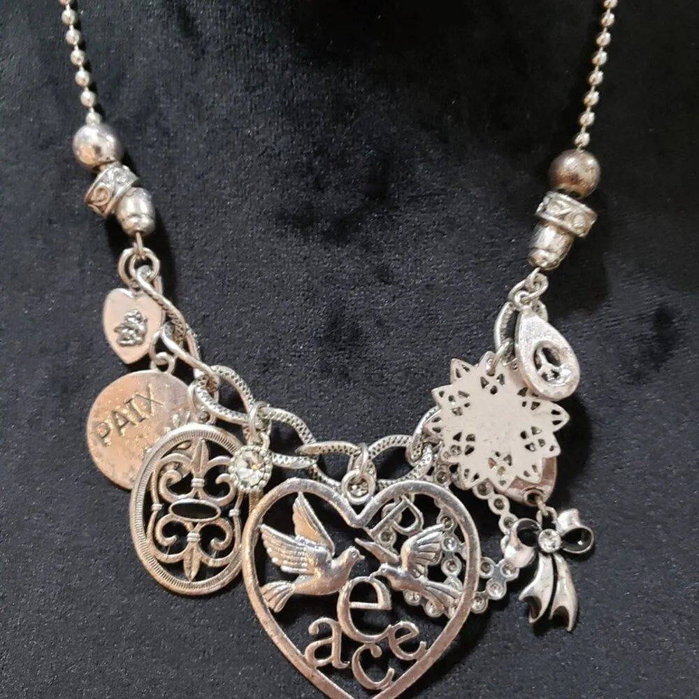 Harc Larat Womens Fashion Chunky Silvertone Filigree Charm Necklace with Lobster Gold - Image 3