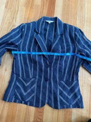 Blazer Nautical Chambray Denim White Stripe Size 8 - Image 7