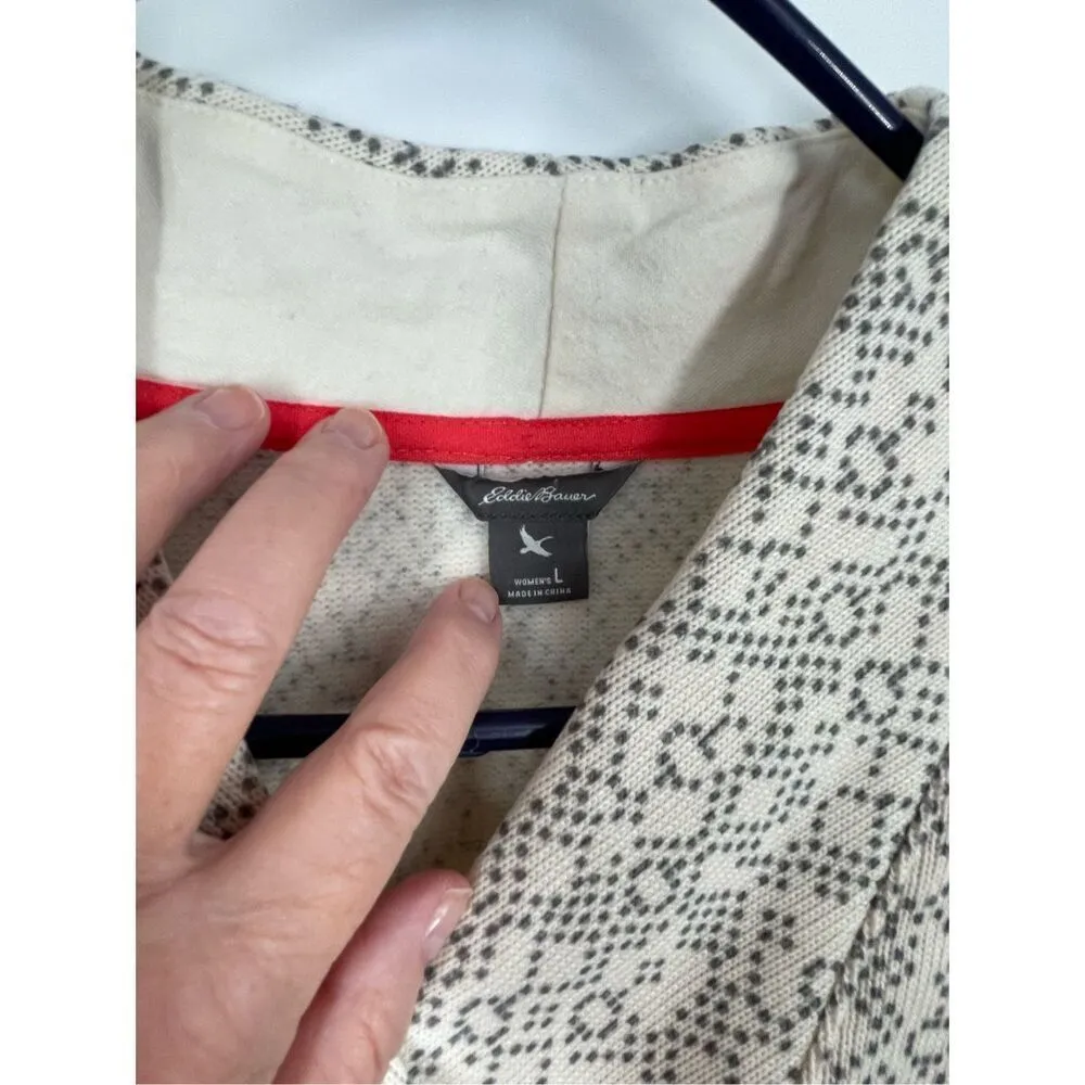 Eddie Bauer size L fleece pullover tunic in cream & grey. - Image 6