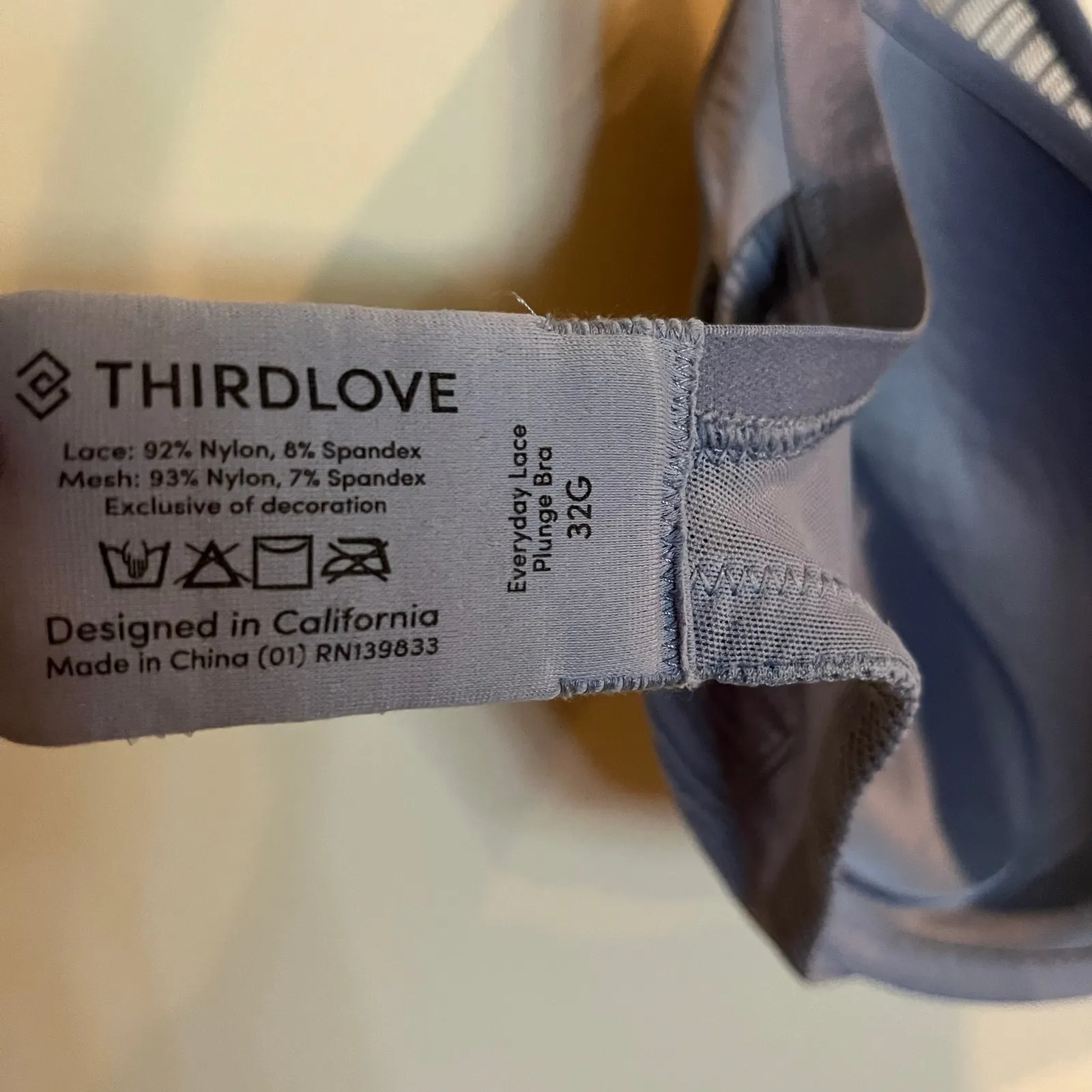 Thirdlove Bra Everyday Lace Plunge Bra Gray Blue Underwire 32G - Image 3