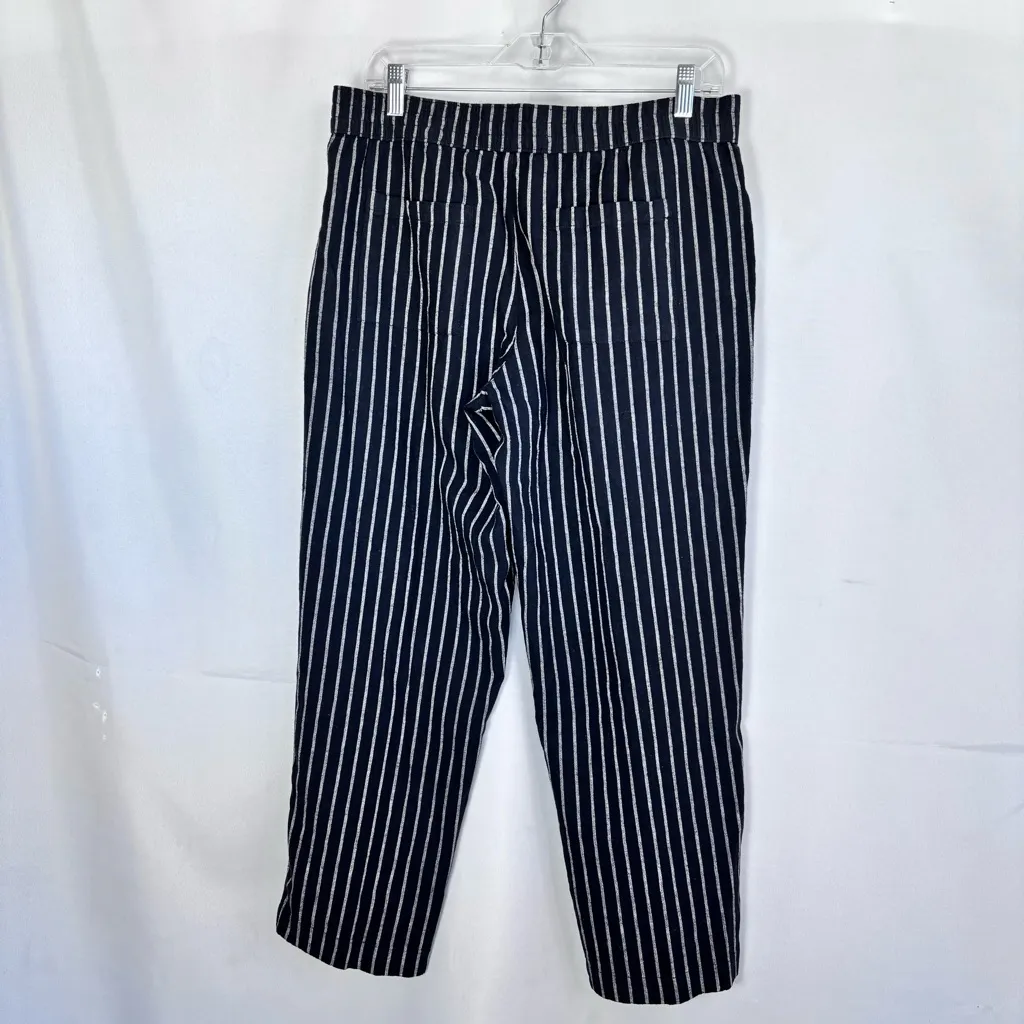 Sonoma black and white striped wide leg pants with elastic waist Size M - Image 2