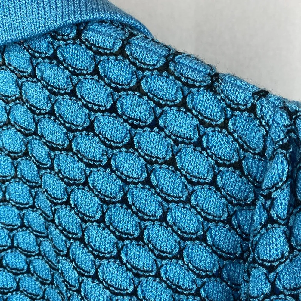 San Remo Blue & Black Print Knit Button Close Cardigan Sweater L Size L - Image 3