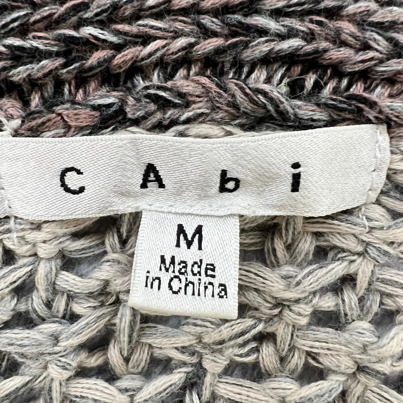 Cabi Open Knit Cardigan Draped Medium Cotton Blend Knit Sweater‎ Brown Beige - Image 4