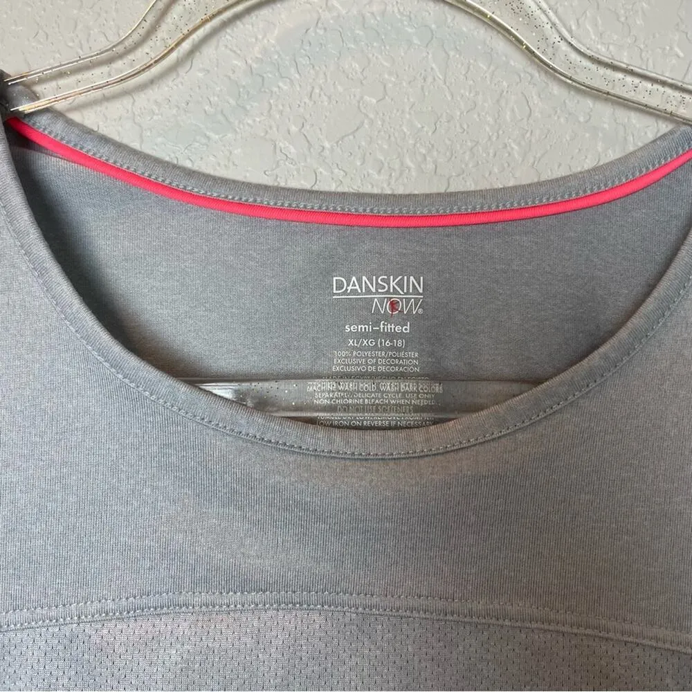 DANSKIN Gray & Neon Pink Workout Top Size XL - Image 3
