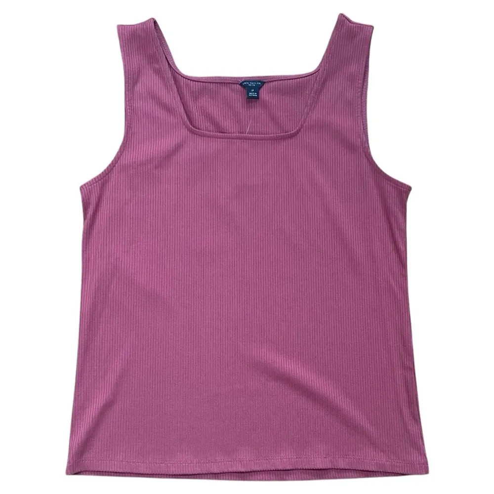 Ann Taylor Petite Ribbed Square Neck Sweater Shell Tank Top Terracotta Sz LP - Image 2