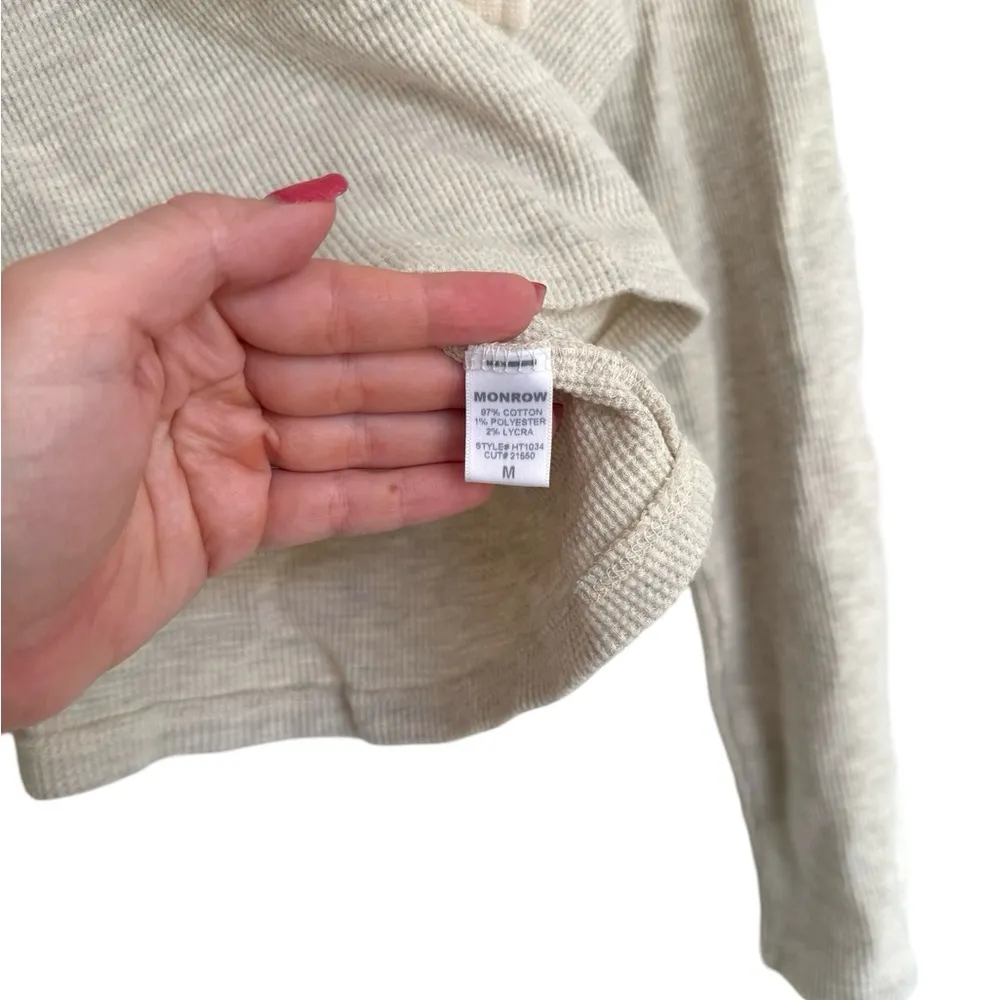 Monrow New Light Gray and Ivory Ribbed Hooded Women's Sweater Casual Size M Size M - Image 4