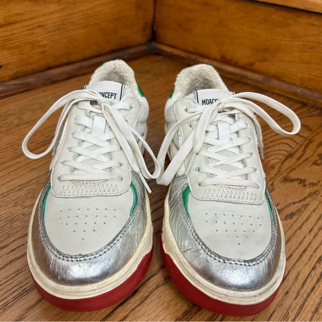Moa | Master Of Arts In Multi Green Silver Leather Red Sole Sneakers Size 7.5 - Image 6