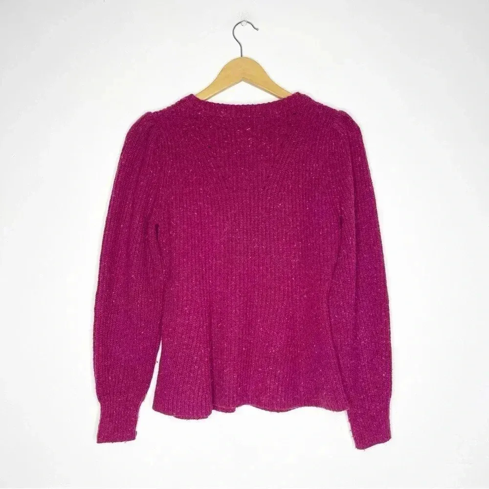 Rebecca Taylor La Via Red Ribbed Peplum Sweater Berry Revolve Size Small - Image 7