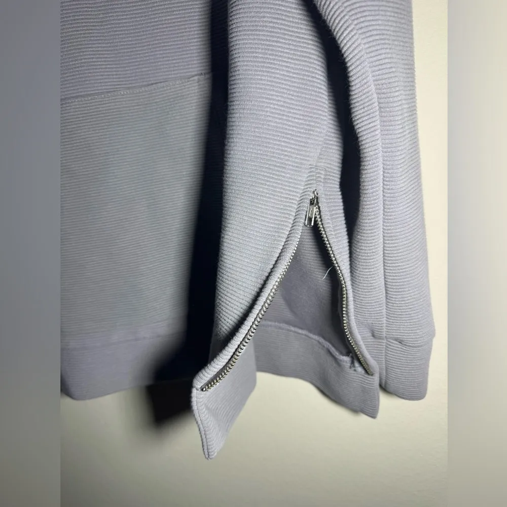 PELOTON Ribbed Side Zipper Pullover Hoodie Ottoman Grey Size Small - Image 5