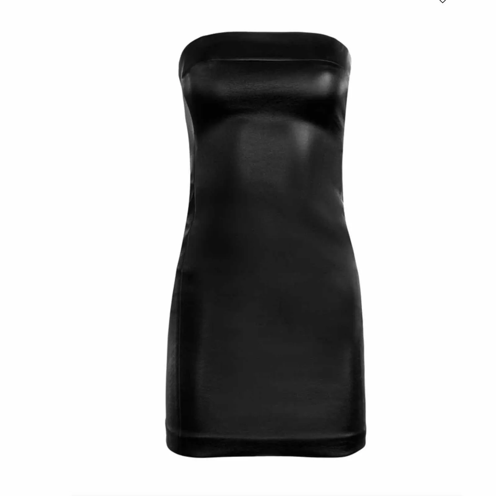 Alice + Olivia Kelly Strapless  Vegan Leather Mini Dress US 0 Black Stretch - Image 14