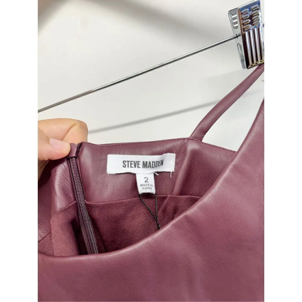 Steve Madden Mini Dress in Cordovan Faux Leather Size 2 Sleeveless NWT - Image 10