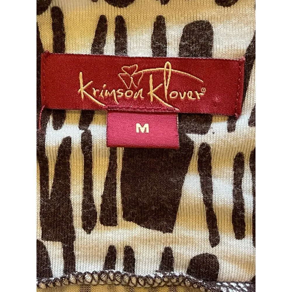 Krimson Klover‎ Brown And Ivory Geometric Print Jersey Knit Midi Skirt M Size M - Image 4