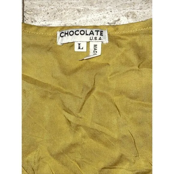 Women's Chocolate USA‎ Tank top Shirt Size L Mustard Yellow Cotton Blend Size L - Image 2