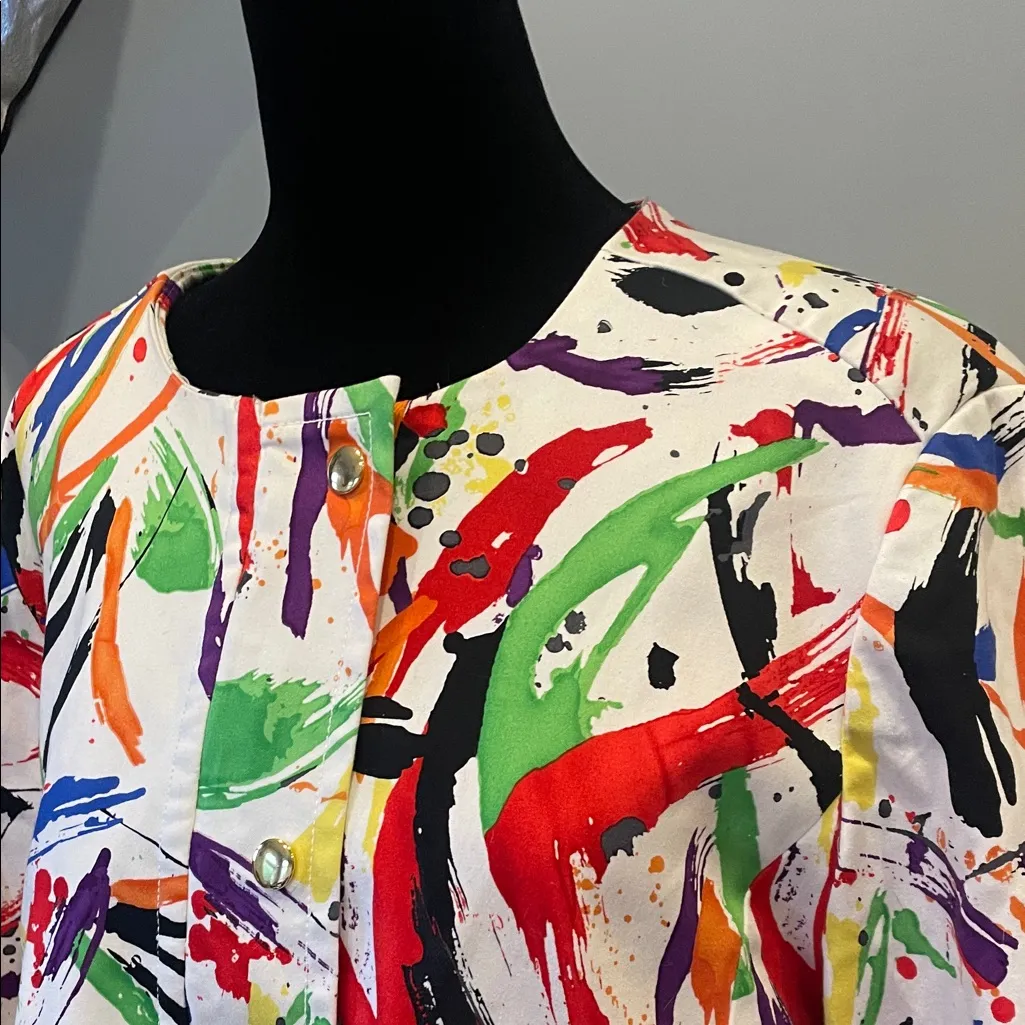Colorful Abstract Print Jacket like new size 12 Red - Image 2