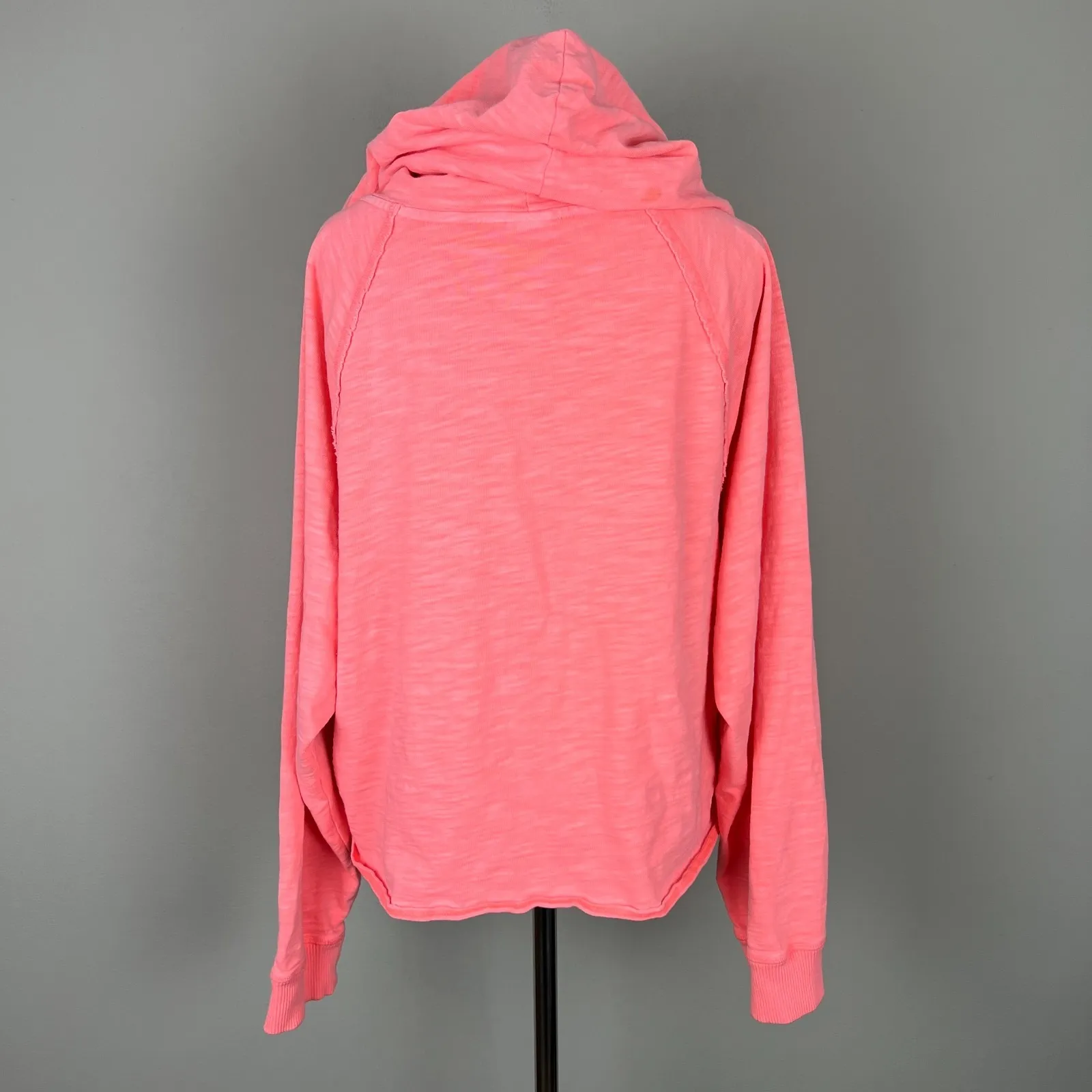 Victoria Secret PINK Hoodie Womens XL Coral Full Zip Dolman Sleeve Cotton Lounge - Image 7