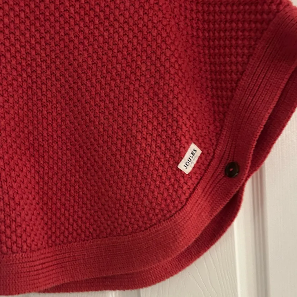 Joules Knit Coral Poncho Sweater Size Medium Pink - Image 4