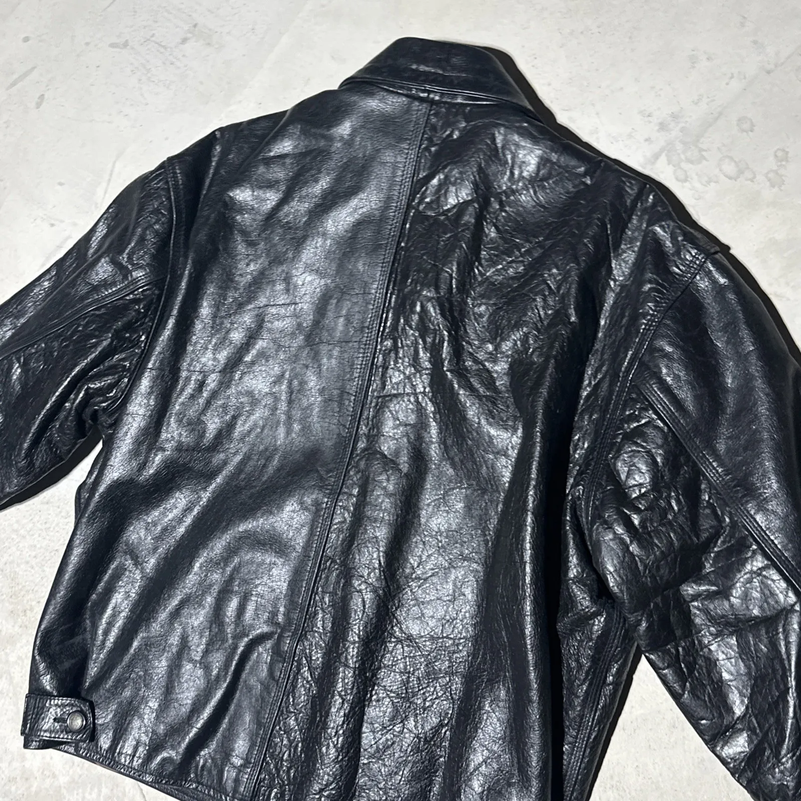 Vintage 2BU Wear San Francisco Leather Moto Motorcycle Jacket Men's SZ L Heavy Black Size L - Image 12