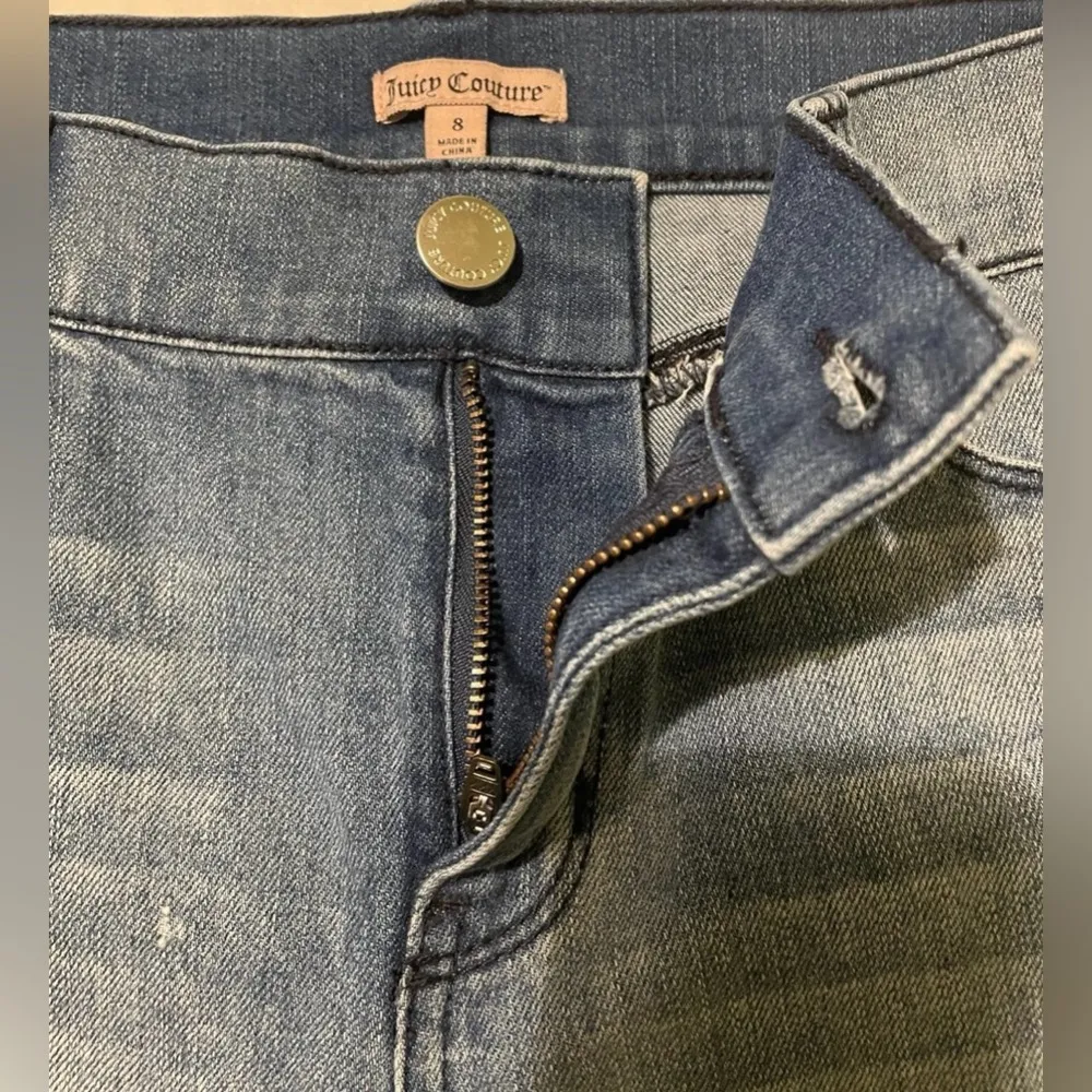 Juicy Couture Women Distressed Embellished Sparkle Stone Bermuda Jean Shorts- 8 - Image 6