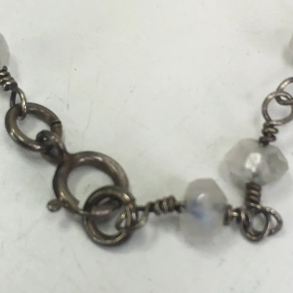 Quartz slice necklace rosary style beads white silver tone 30” - Image 5