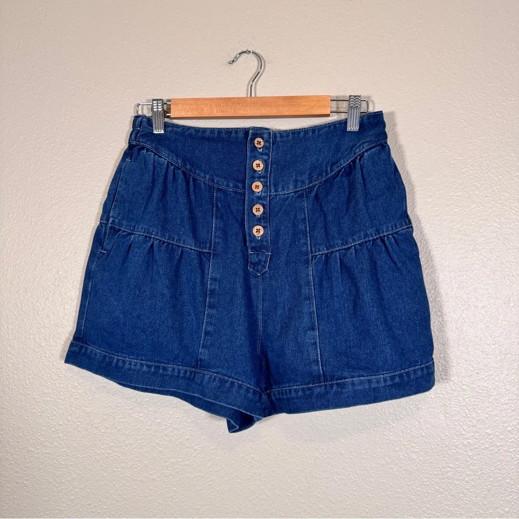 Anrabess Blue Denim Ruffled Jean Shorts Womens M Festival Boho Coquette NWT Size M - Image 11