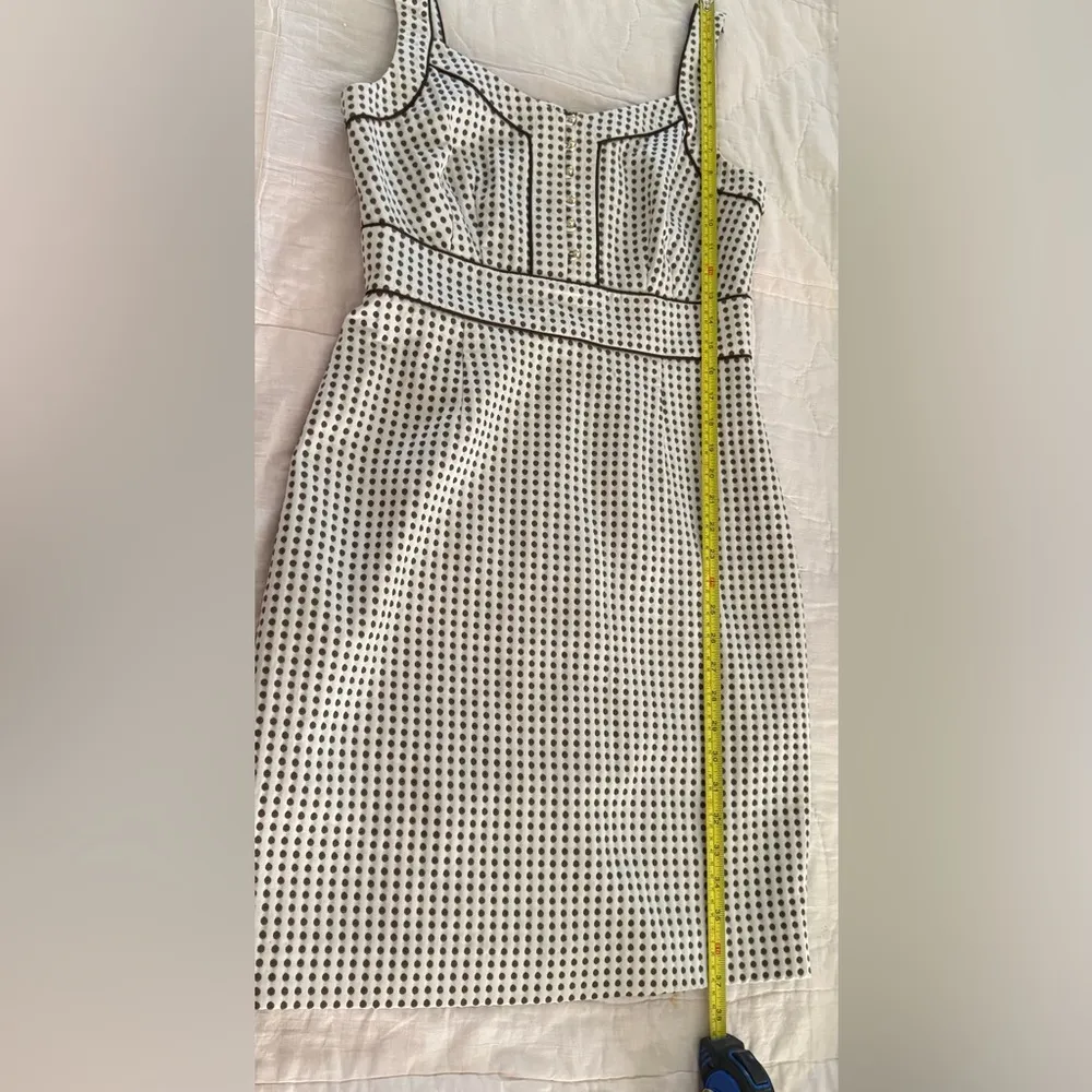 Antonio Melani Dress Womens 8 Sleeveless Ivory Brown Dots Fully Lined Sheath - Image 8