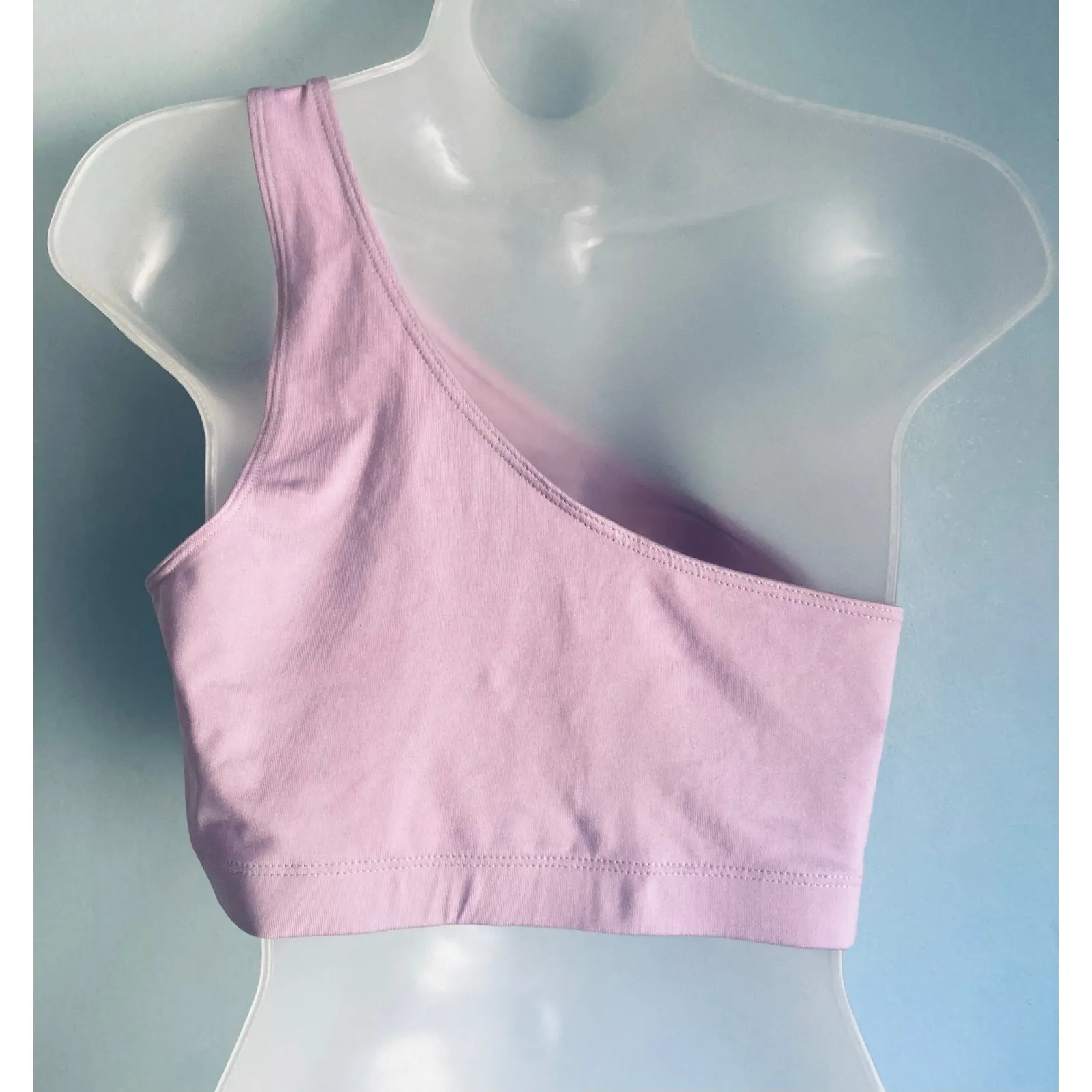 PINK Sport Ultimate Lightly Lined Sports Bra One Shoulder Lilac Large NWOT - Image 2