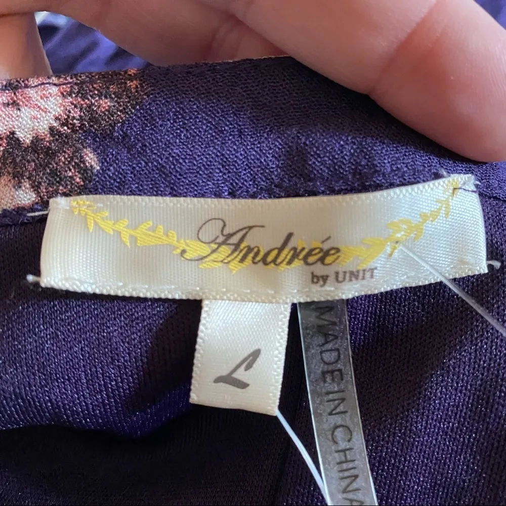Andree by Unit purple floral‎ dress size large NWT Style #7859-3 - Image 3