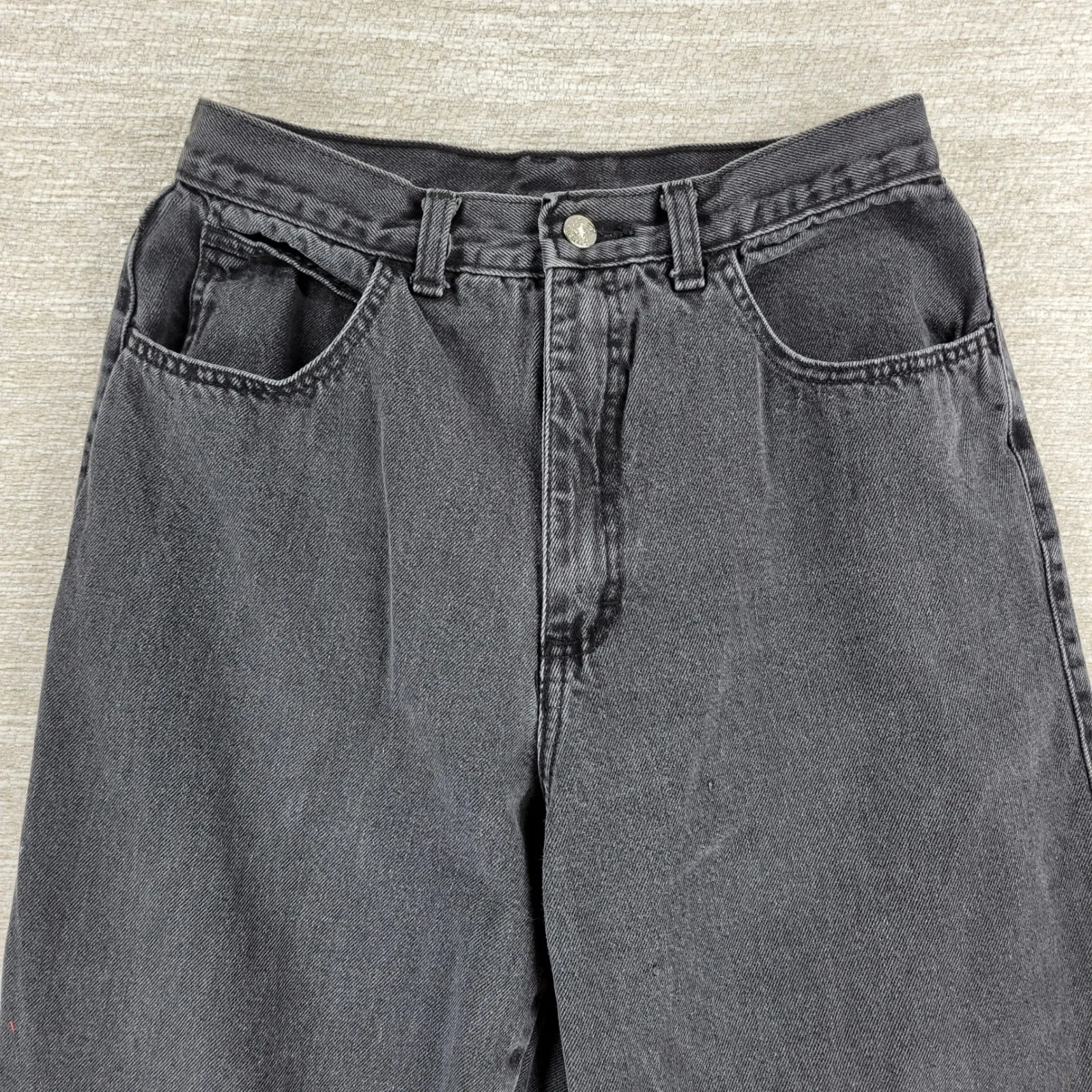 VTG ZENA Mom Jeans Womens Size 12 Black Wash Denim Tapered Hem High Rise USA - Image 4