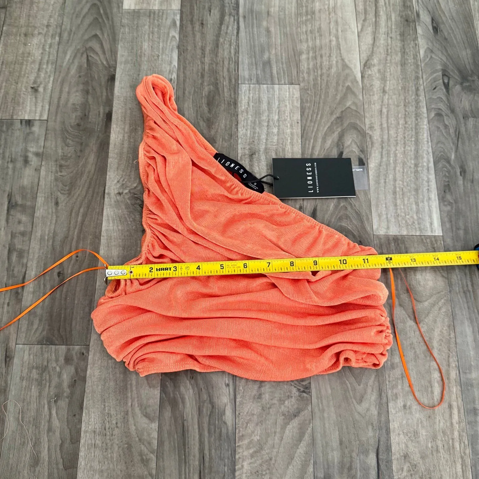 Lioness orange one shoulder slinky ruched top - Image 4