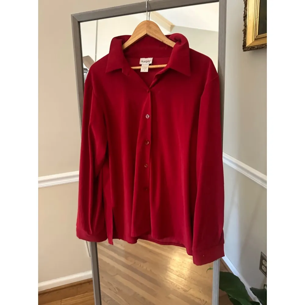 Philosophy Red Button‎ Down Shirt Women's Size Small Vintage - Image 2