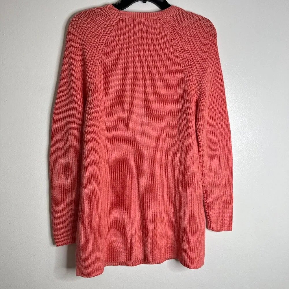 J. Jill Relaxed Knit Pullover Sweater Women's Coral Orange Long Sleeve Sz S - Image 2