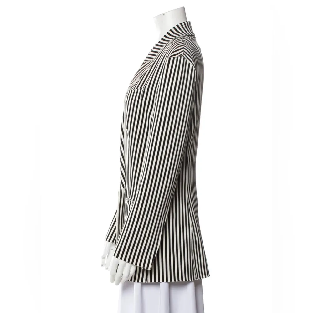 NORMA KAMALI Revolve Double Breast Blazer Jacket Collared Black & White Stripe M - Image 3
