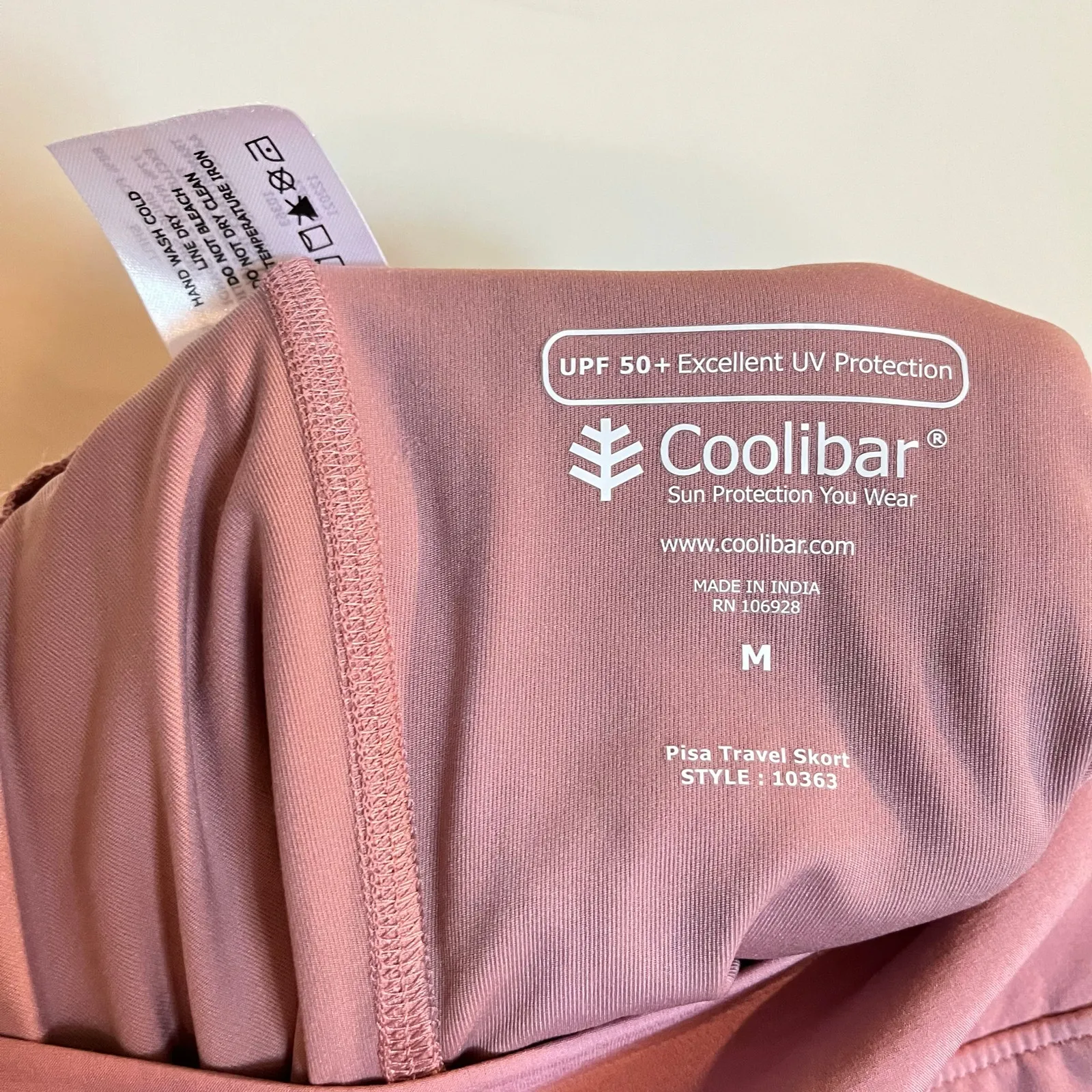 Coolibar Skirt Pisa Travel Skort Dusty Light Pink UPF 50+ Sun Protection Medium - Image 4