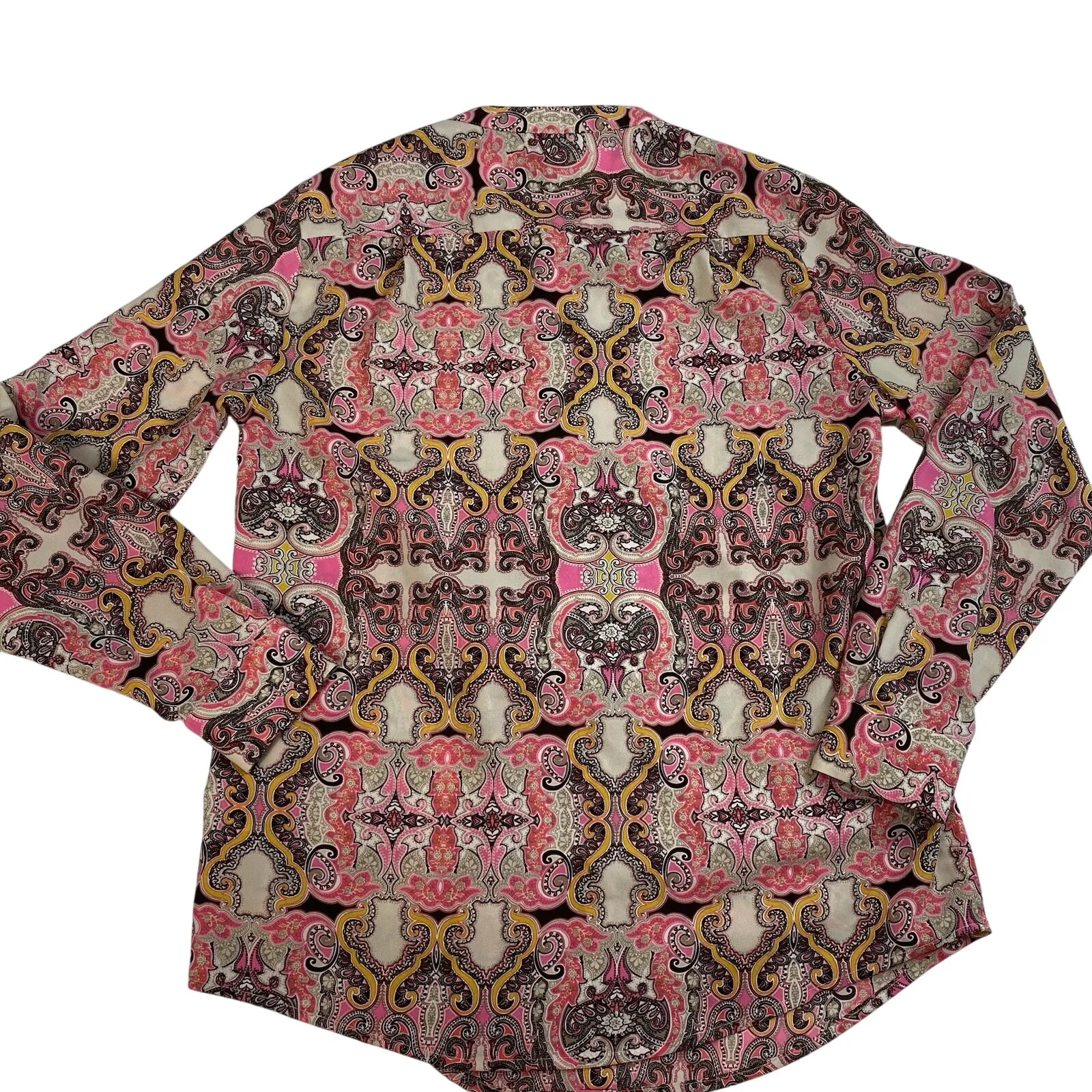Charter Club Button Up Pink Paisley Size PP (Small) Long Sleeve Roll Tab Blouse - Image 4
