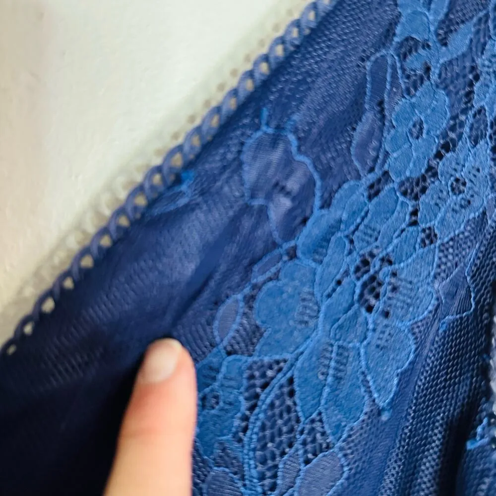 PARKER Women's  Navy Blue Veronica Lace Tiered Sleeveless Maxi Gown Size 10 - Image 12