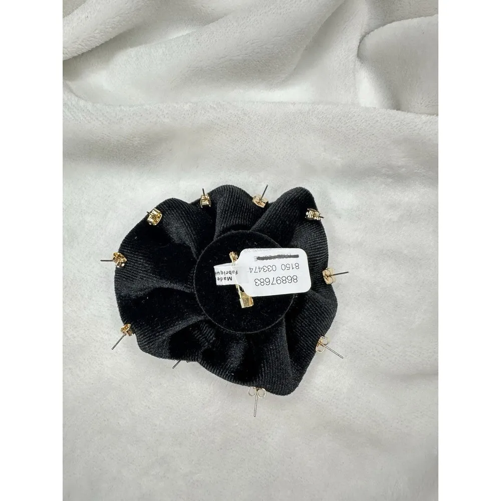 NEW Free People Rosette Stud Pack In Black Earrings Set Brooch Pin Boho Flower - Image 5